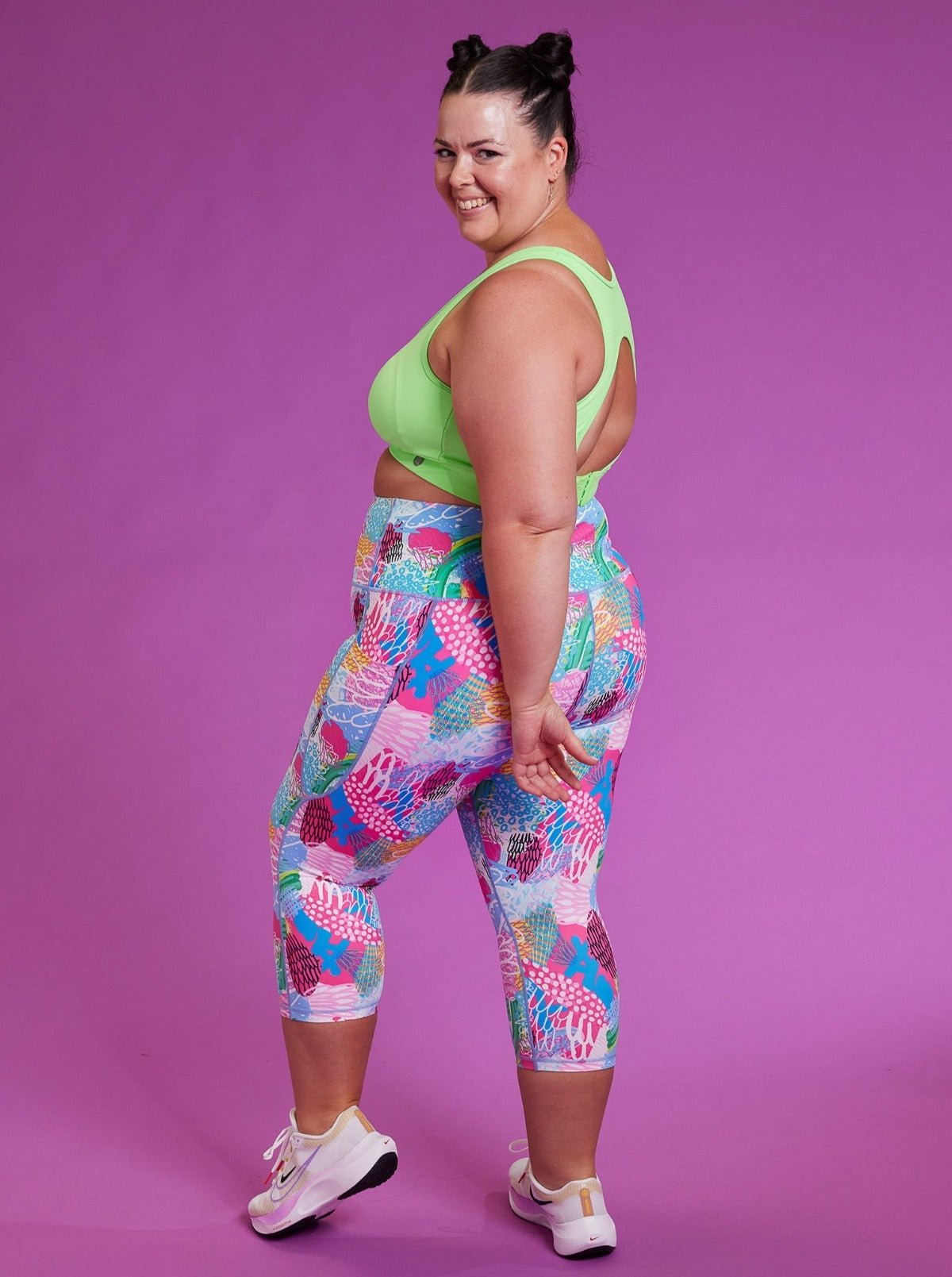 Gliding Bunjil Everyday Cropped Legging - 3/4 length- activewear first nation print plus size