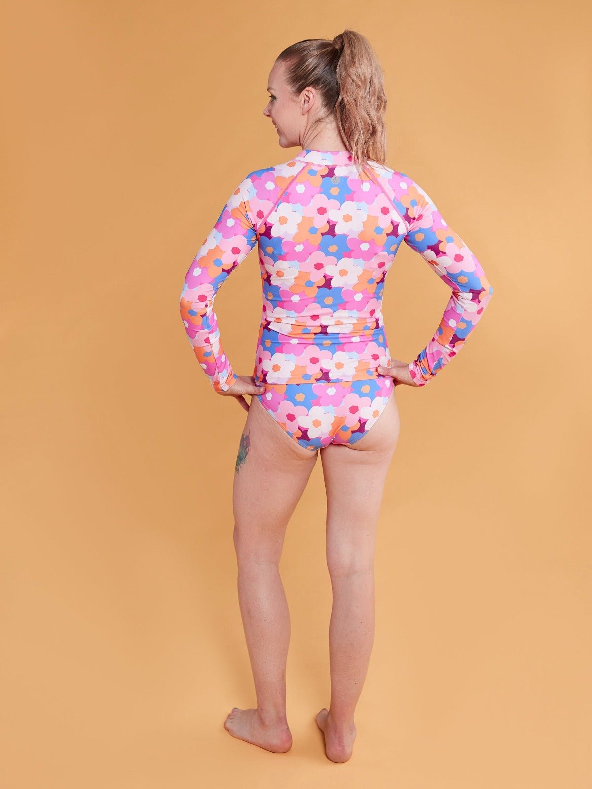 Hello Bloomer Long-Sleeved Full Length Rashie Top - sun safe swimsuit for women