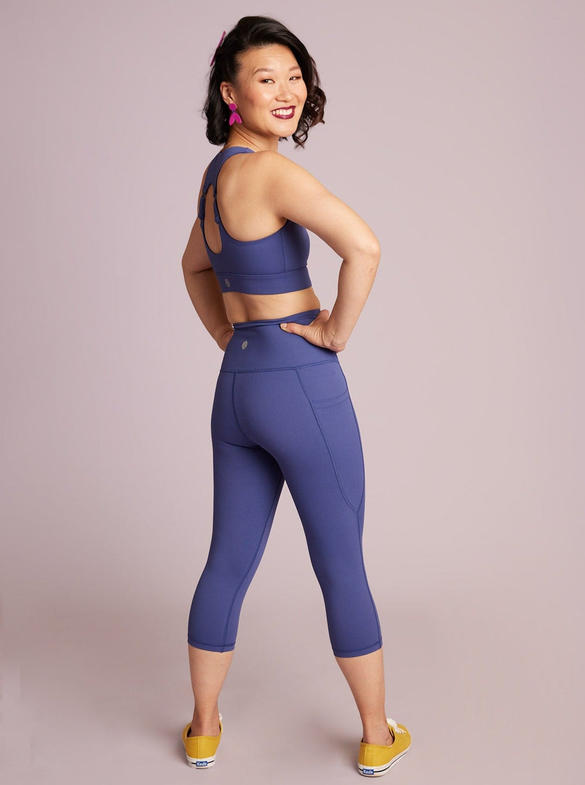 Indigo Blue Everyday Cropped Legging - 3/4 length - squat proof activewear made from recycled plastic bottles