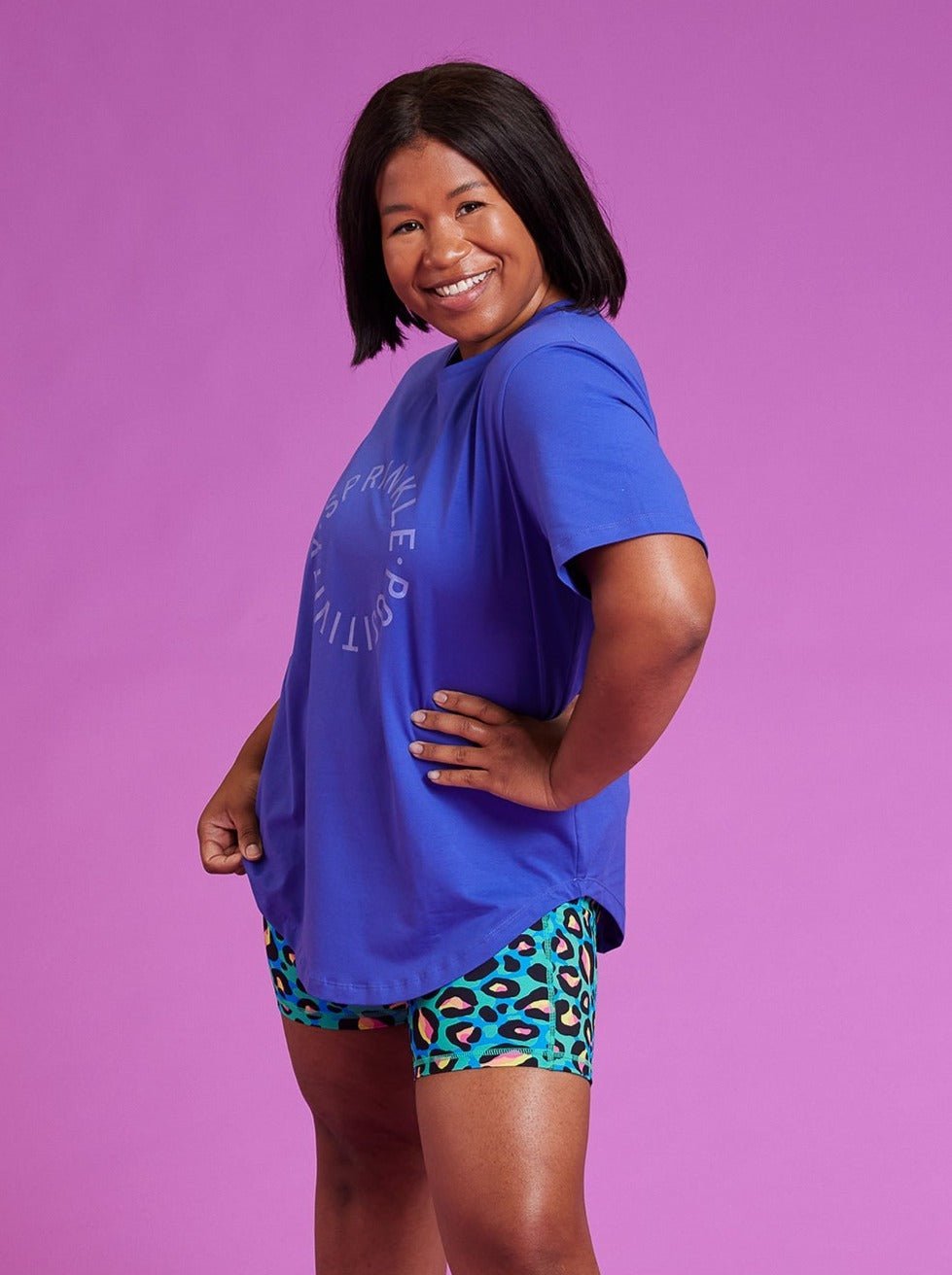 Indigo Purple Sprinkle Positivi-Tee - blue oversized t shirt short women