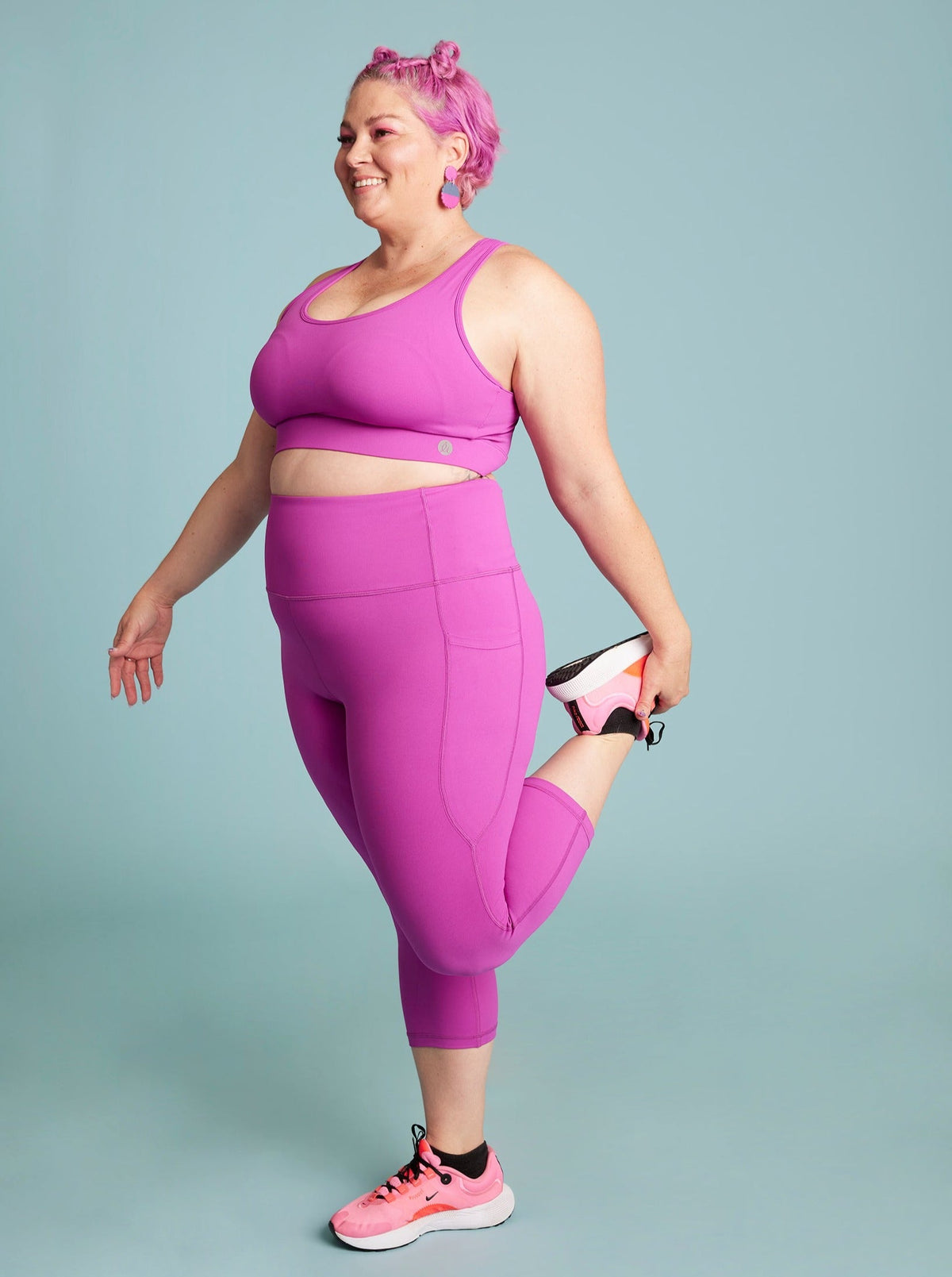 Magical Magenta Everyday Cropped Legging - 3/4 length - high waisted leggings with pockets plus size