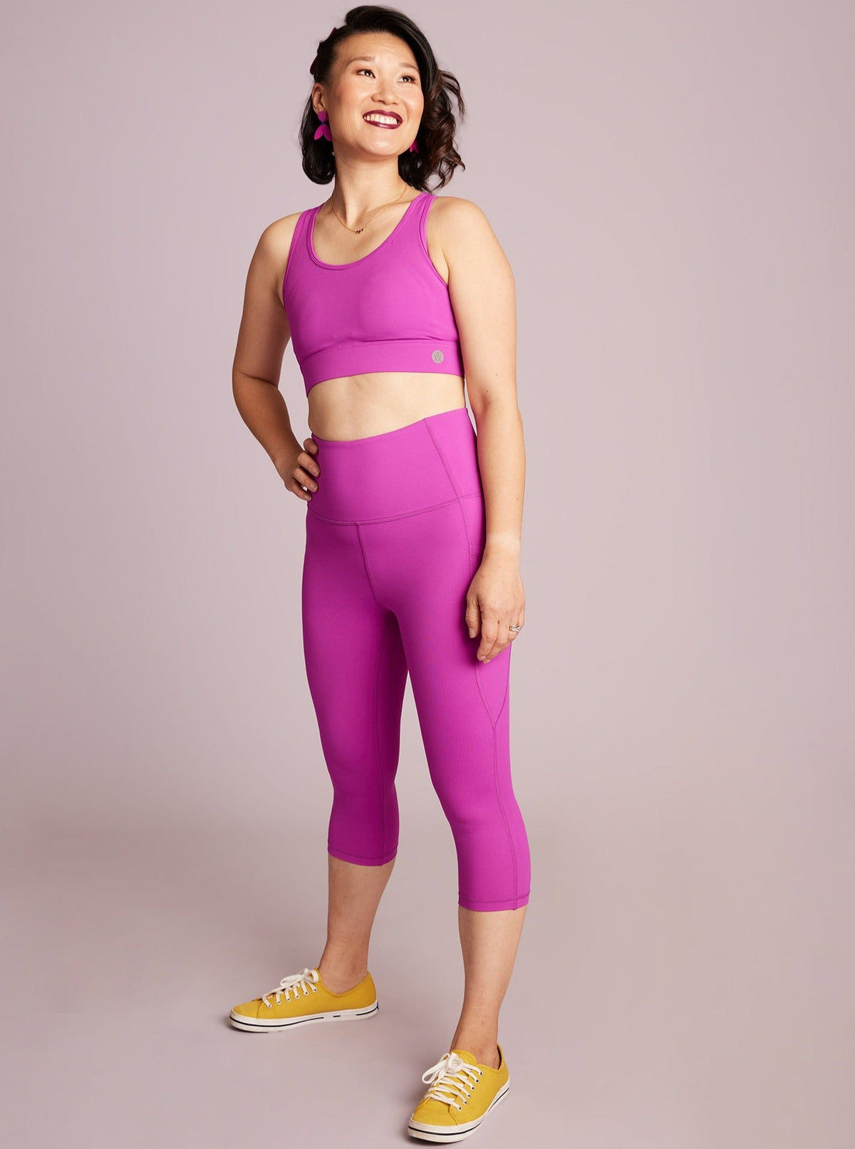 Magical Magenta Everyday Cropped Legging - 3/4 length - high waisted pink 3/4 tights
