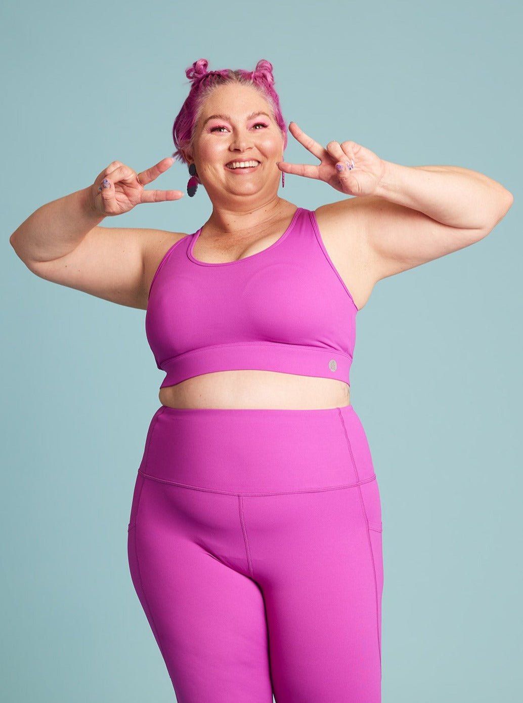 Magical Magenta Liberty Hookback Crop - Sports bra made from recycled plastic bottles plus size