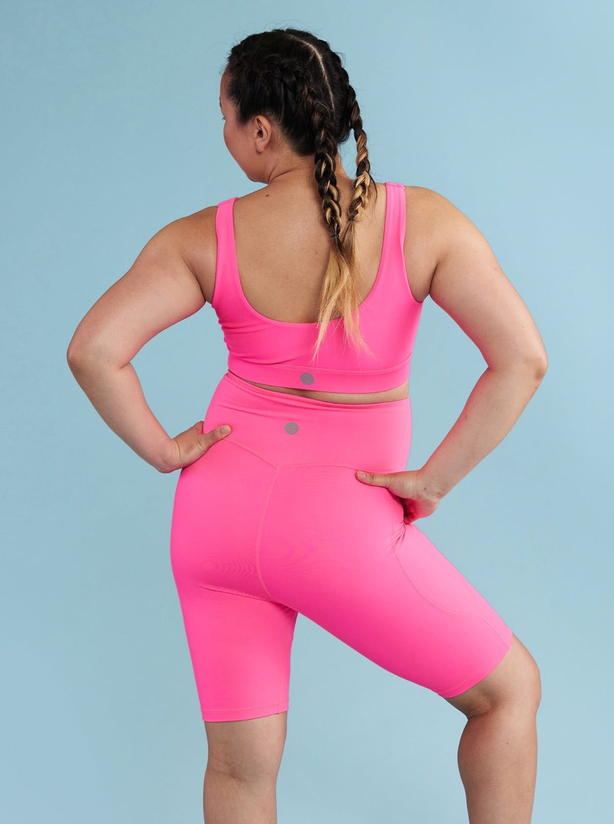 Neon Pink Active Swim Crop Top - Nursing maternity sports bra
