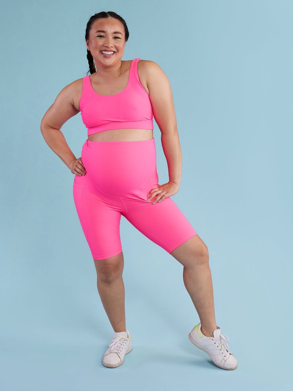 Neon Pink Active Swim Crop Top - nursing maternity friendly swim crop