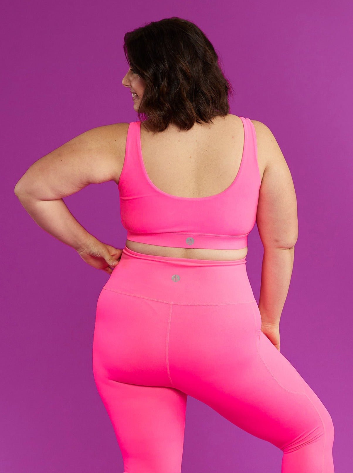 Neon Pink Active Swim Crop Top - supportive swim crop with sewn in pads