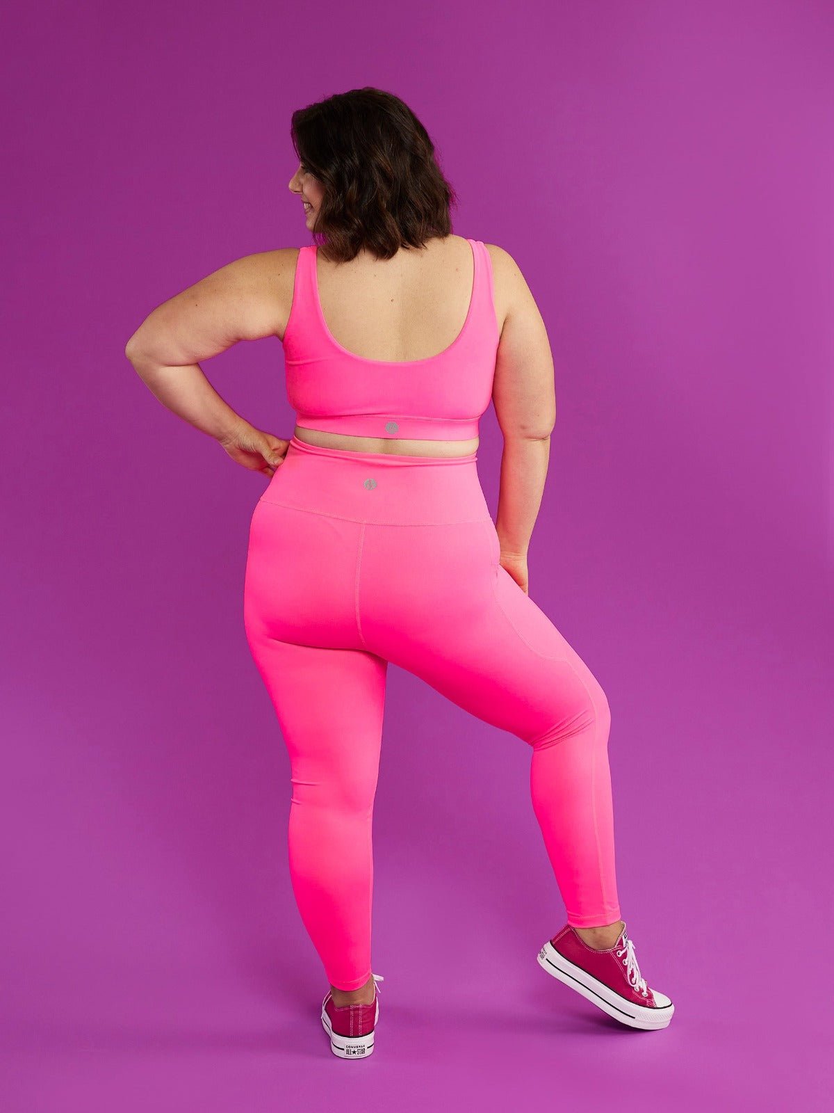 Neon Pink Everyday Legging - 7/8 length - no see through pink leggings
