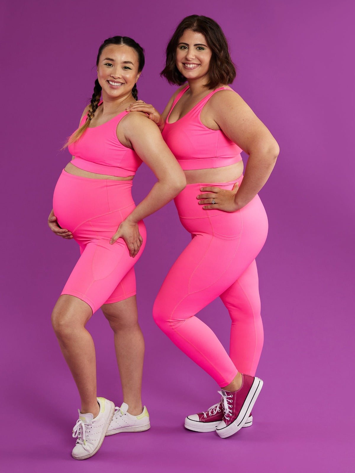 Neon Pink Maternity Biker Shorts - colourful maternity activewear