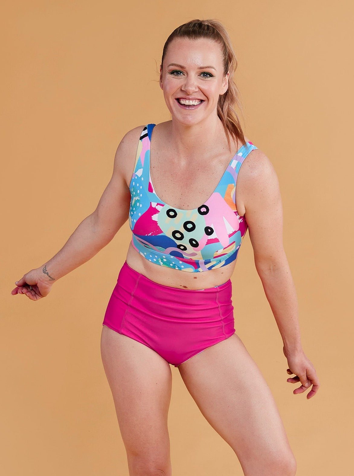 Paddle &amp; Pop Active Swim Crop - colourful supportive two pieces swimwear