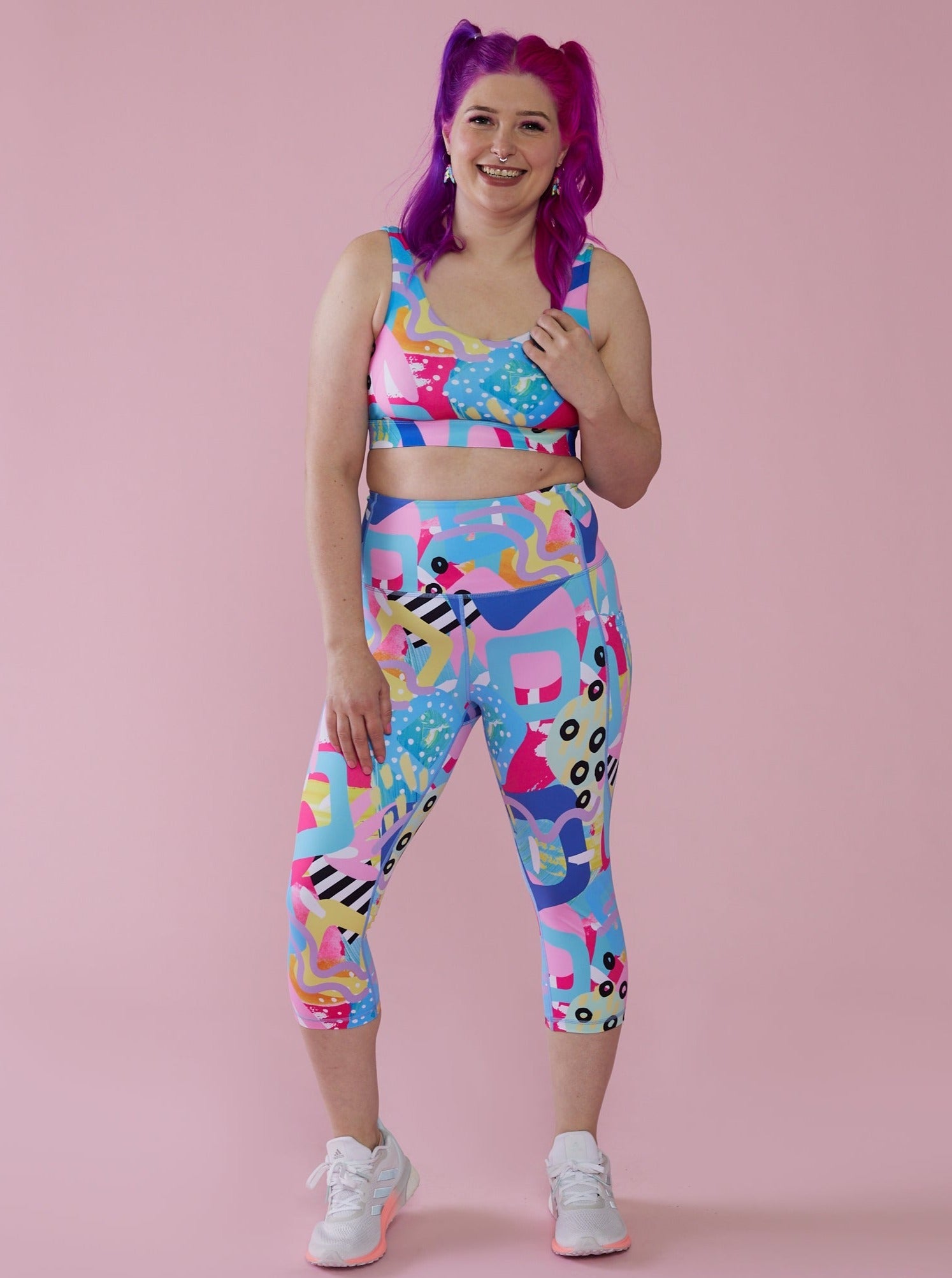 Paddle & Pop Everyday Cropped Legging - 3/4 length - colourful high waisted running cropped leggings with pockets
