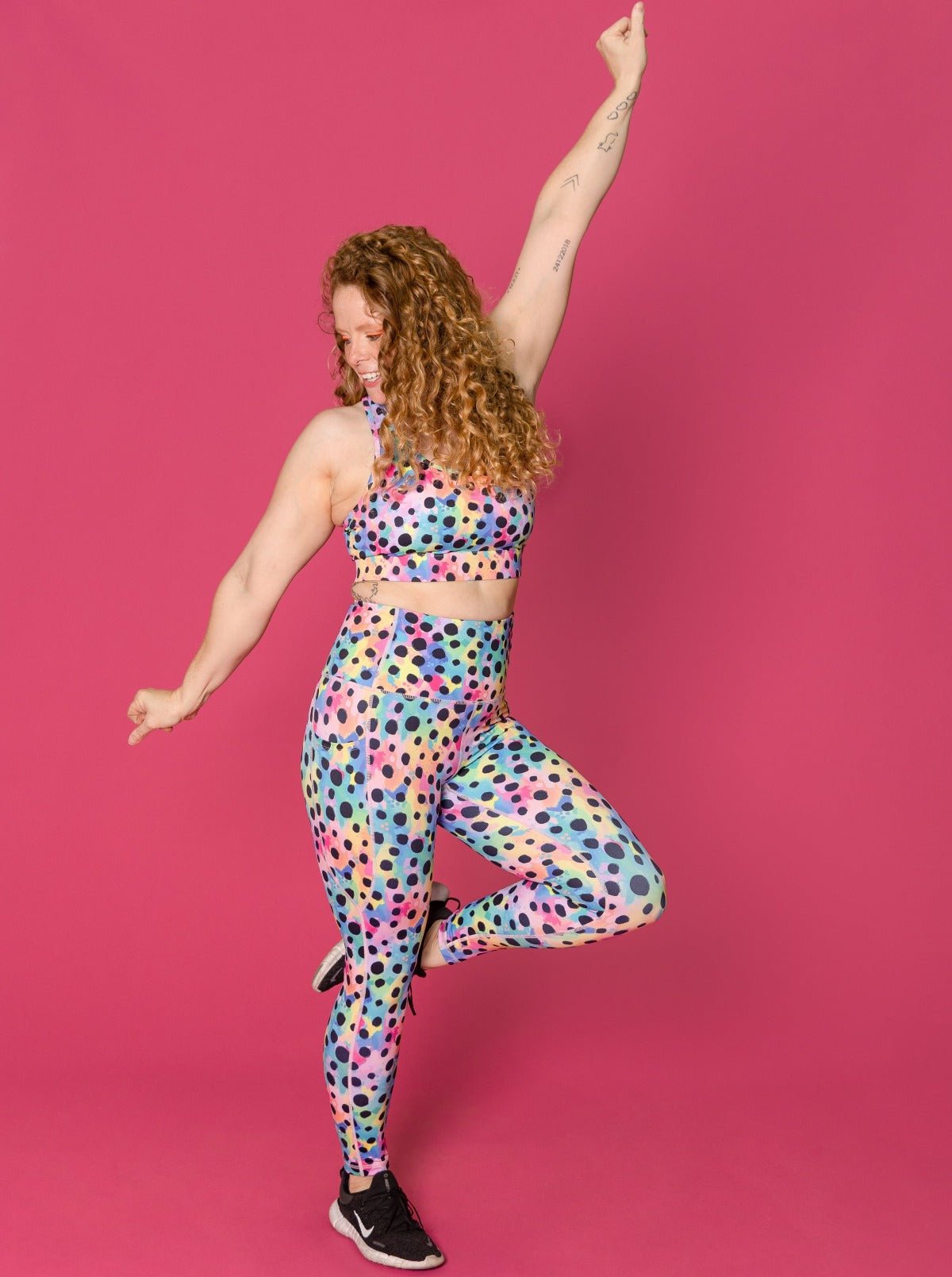 Polka Party Everyday Legging - 7/8-length - rainbow activewear made from recycled plastic bottles