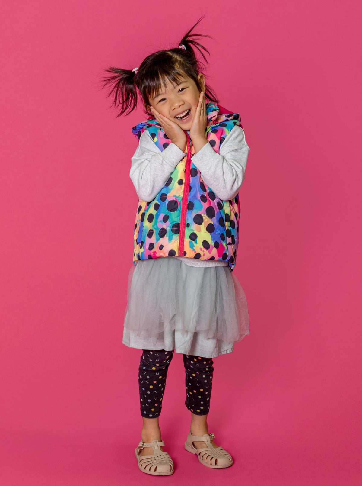 Polka Party Hooded Puffer Vest - Kids (PREORDER) -