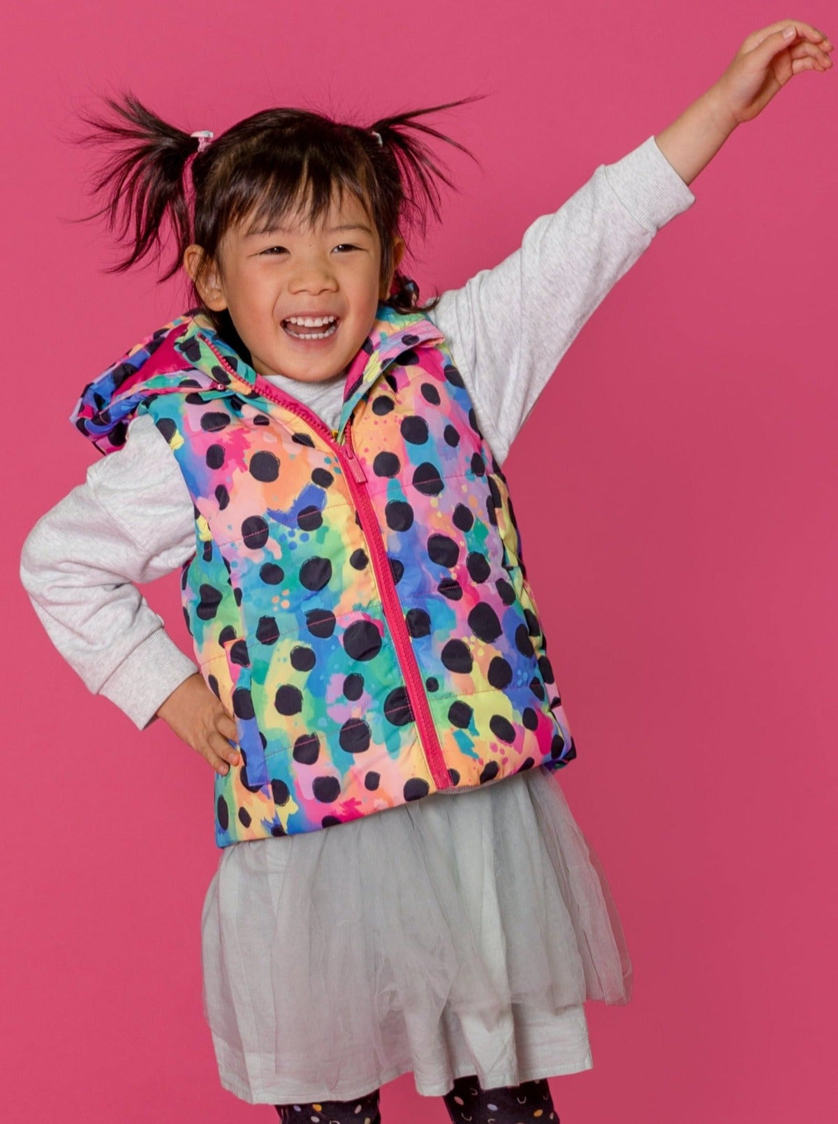 Polka Party Hooded Puffer Vest - Kids (PREORDER) -