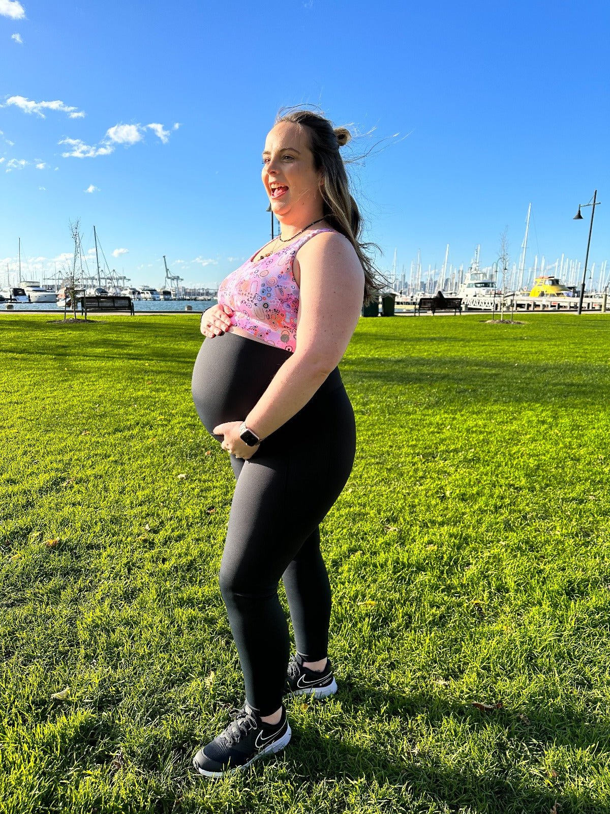Rainbow at Heart Black Maternity Legging - 7/8 length - maternity pregnancy leggings