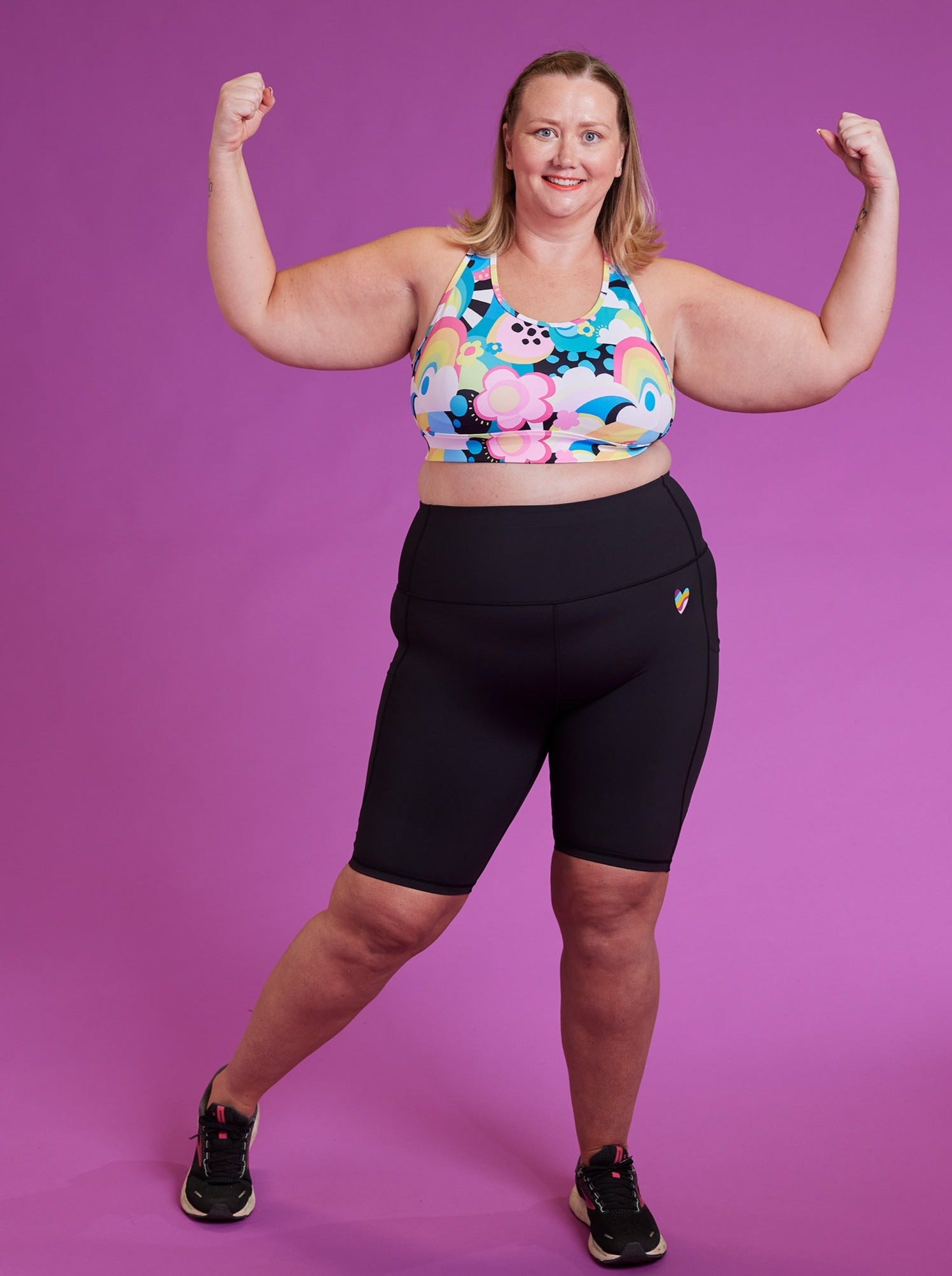 Neon Pink Maternity Activewear Bike Shorts, Mama Movement – Upper