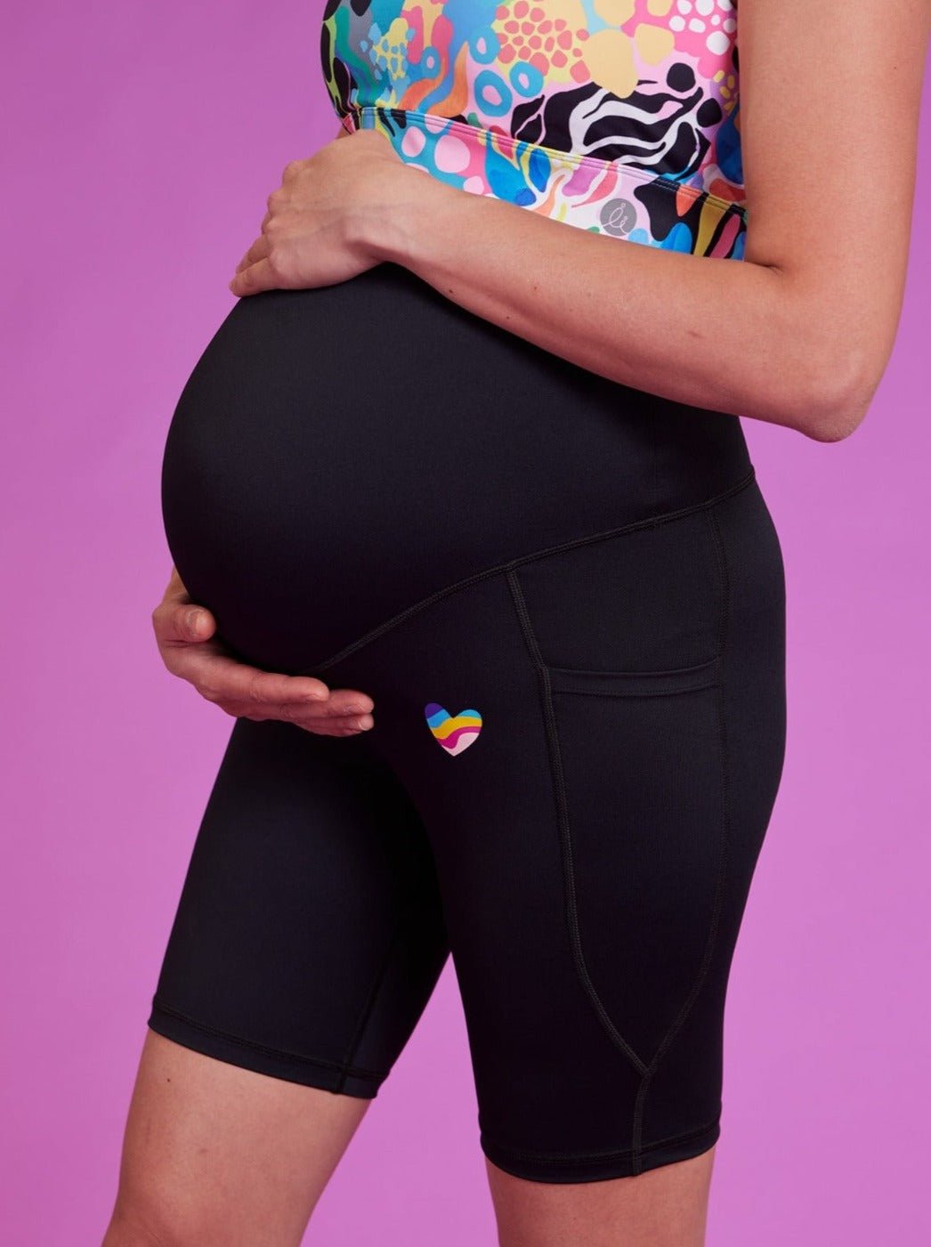 Rainbow at Heart Maternity Bike Shorts