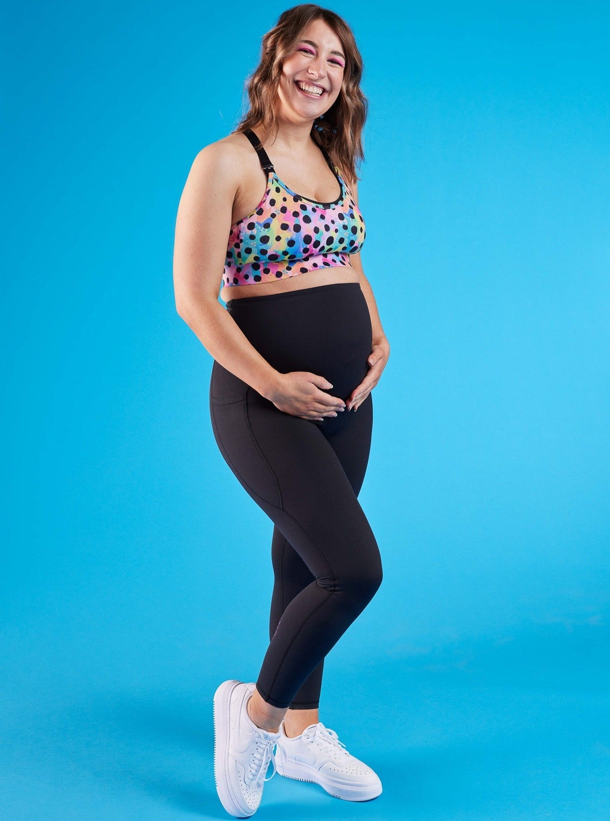 Rainbow at Heart Black Maternity Legging - 7/8 length - black maternity pregnancy leggings