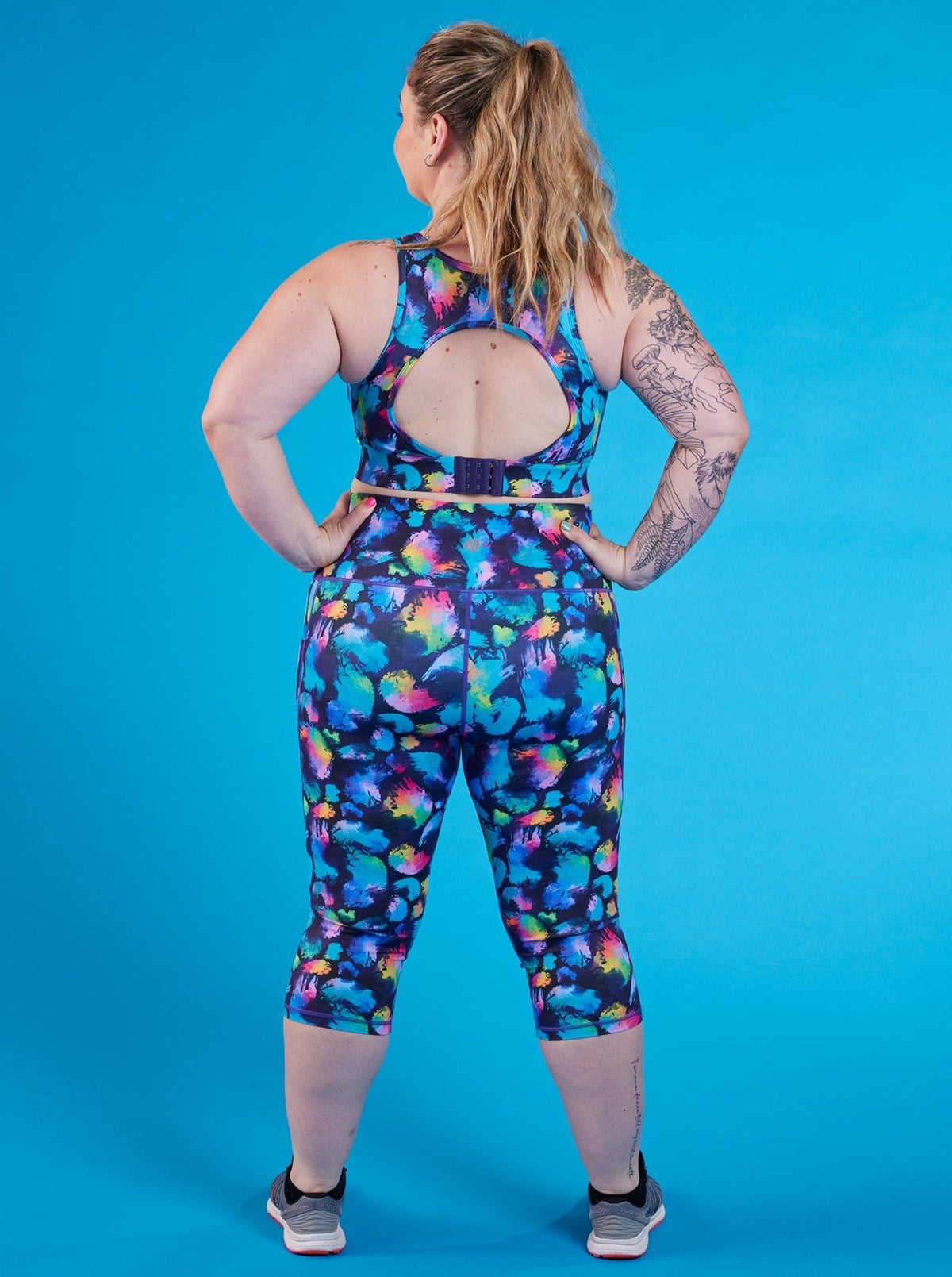 Rainbow Splatter Everyday Cropped Legging - 3/4-length - plus size squat proof leggings