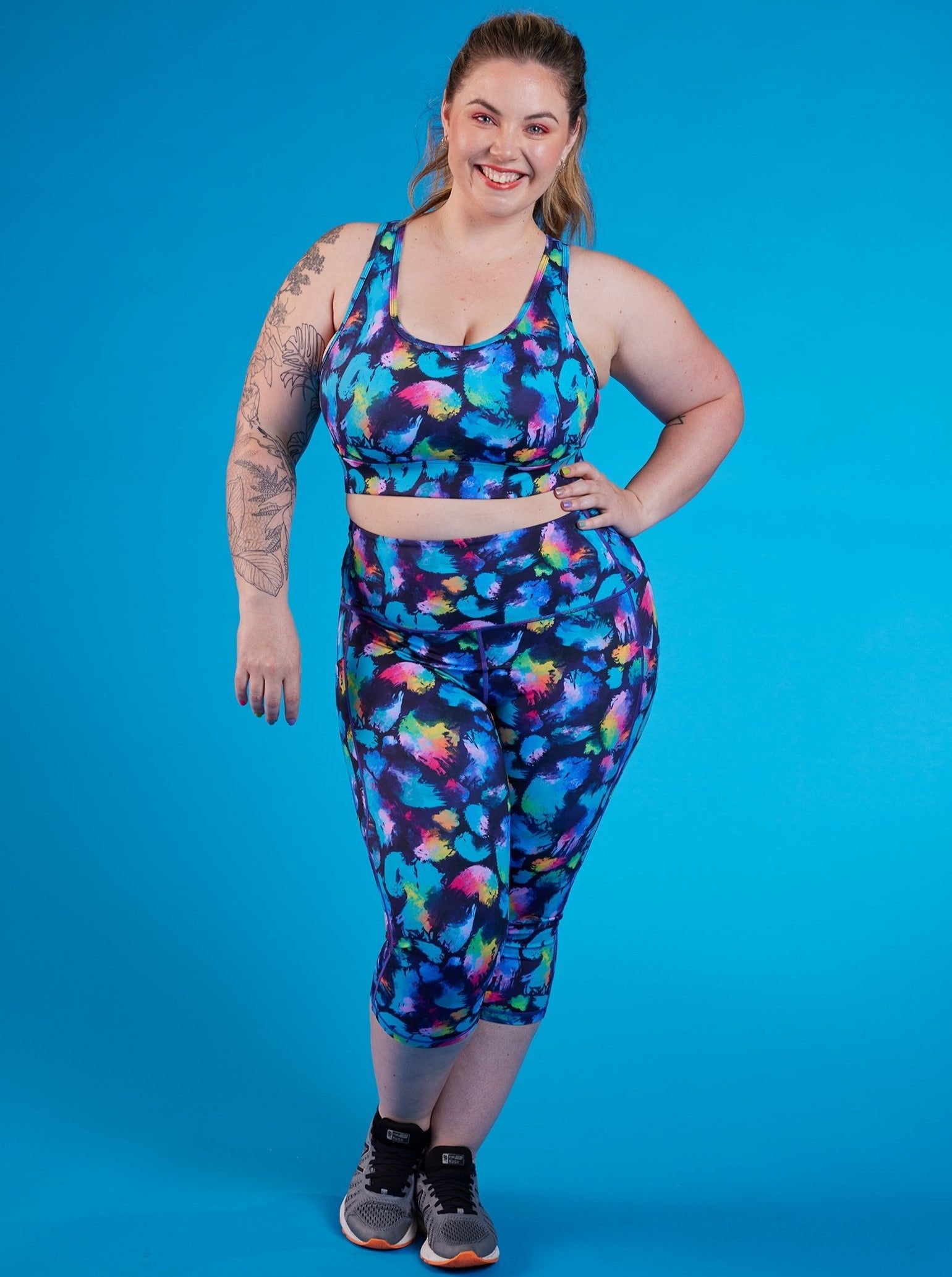 Rainbow Splatter Everyday Cropped Legging - 3/4-length - high waisted cropped leggings with pockets