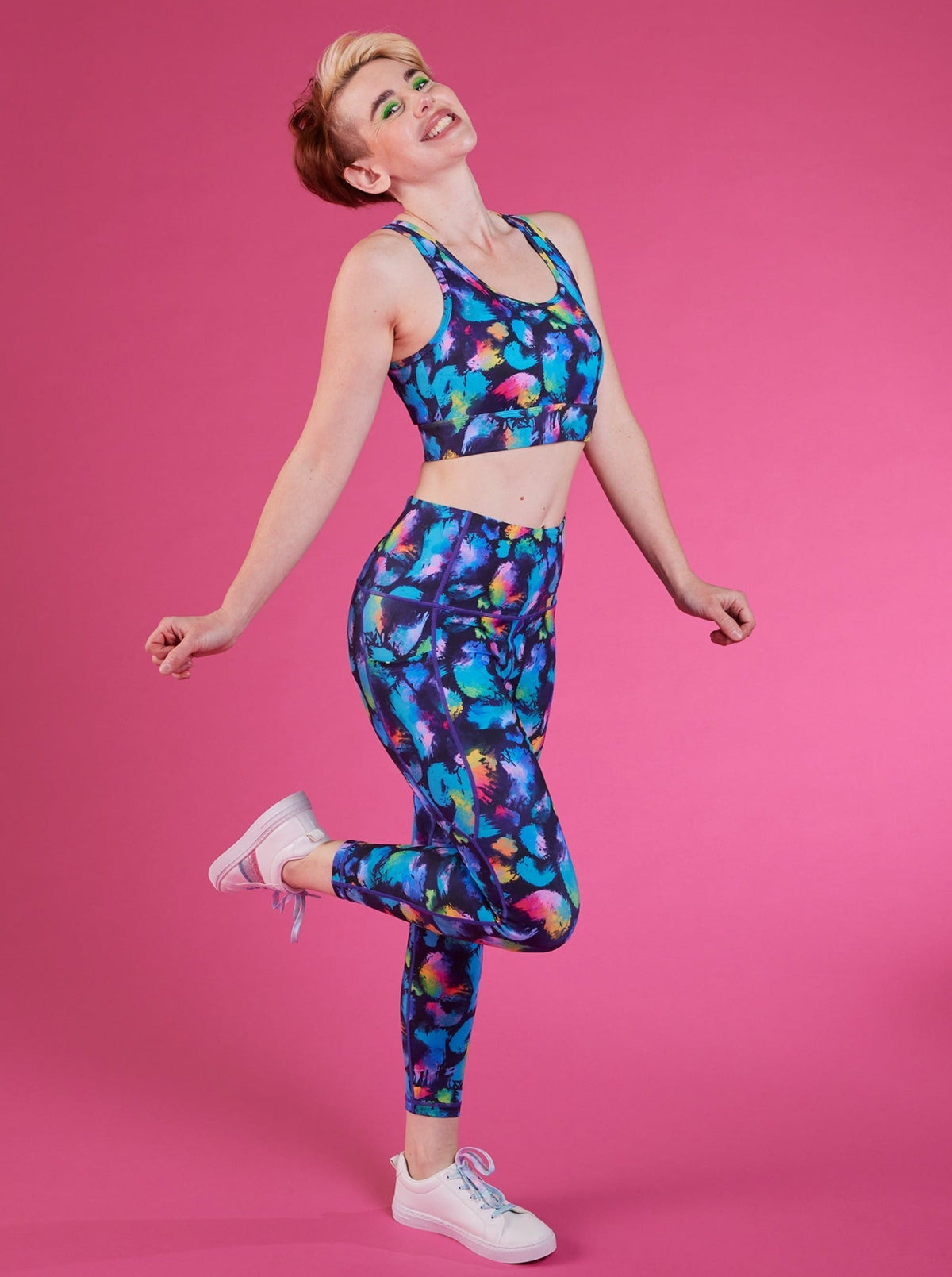 Rainbow Splatter Everyday Legging - 7/8-length - sustainable pocket leggings made from recycled plastic bottles