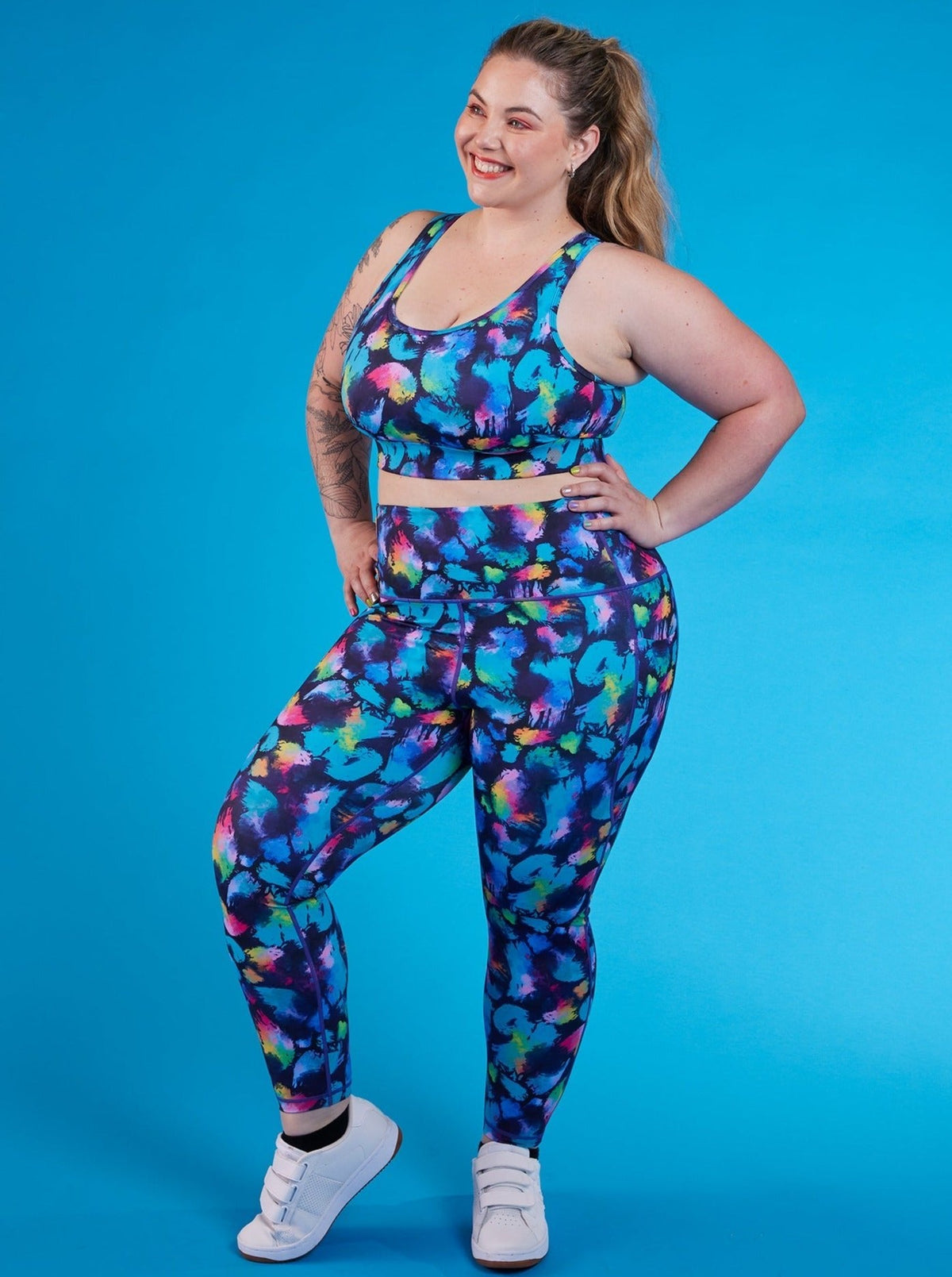 Rainbow Splatter Everyday Legging - 7/8-length - high waisted leggings with tummy control