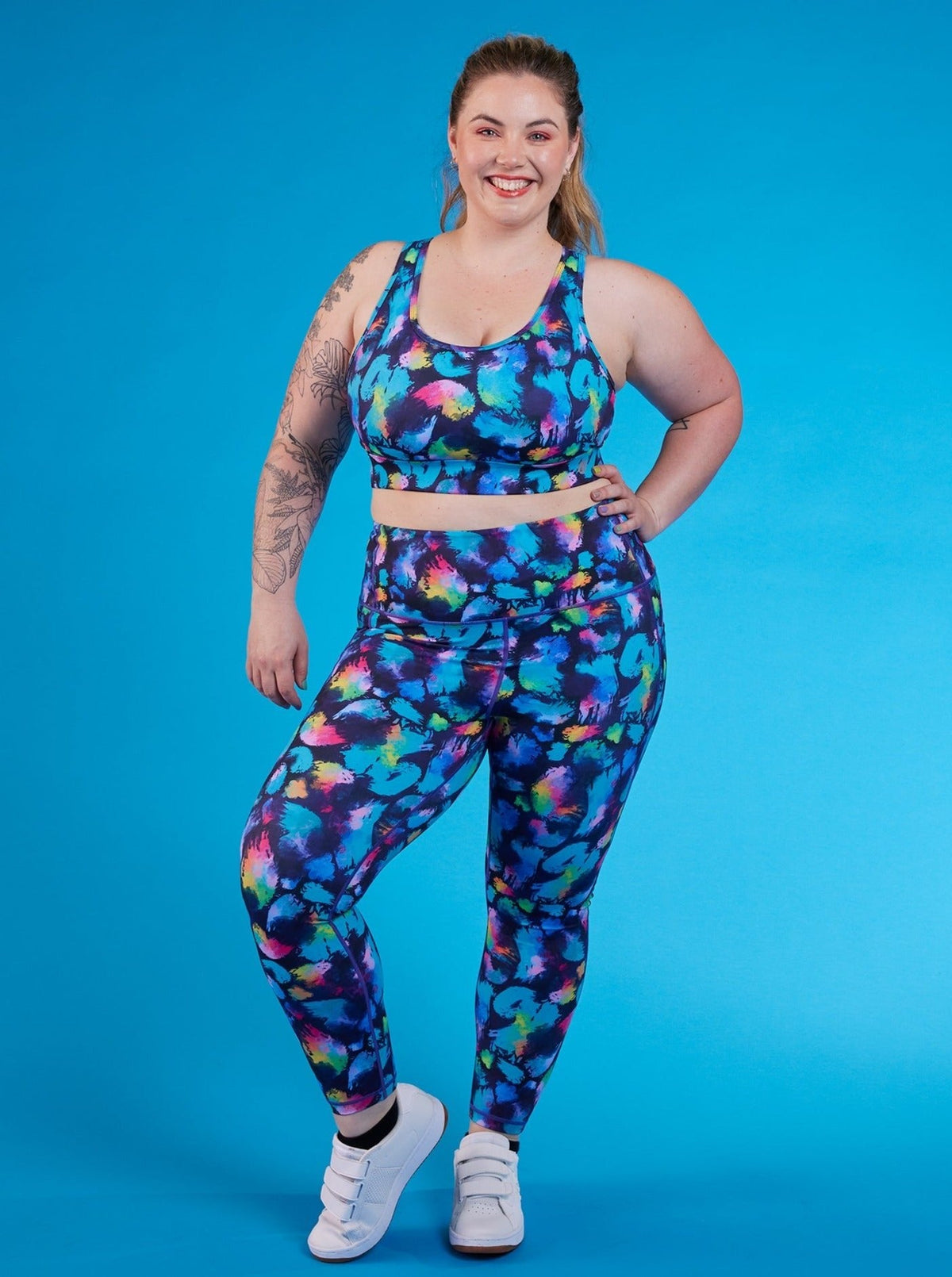 Rainbow Splatter Everyday Legging - 7/8-length - legging 7/8 high waist with pockets plus size