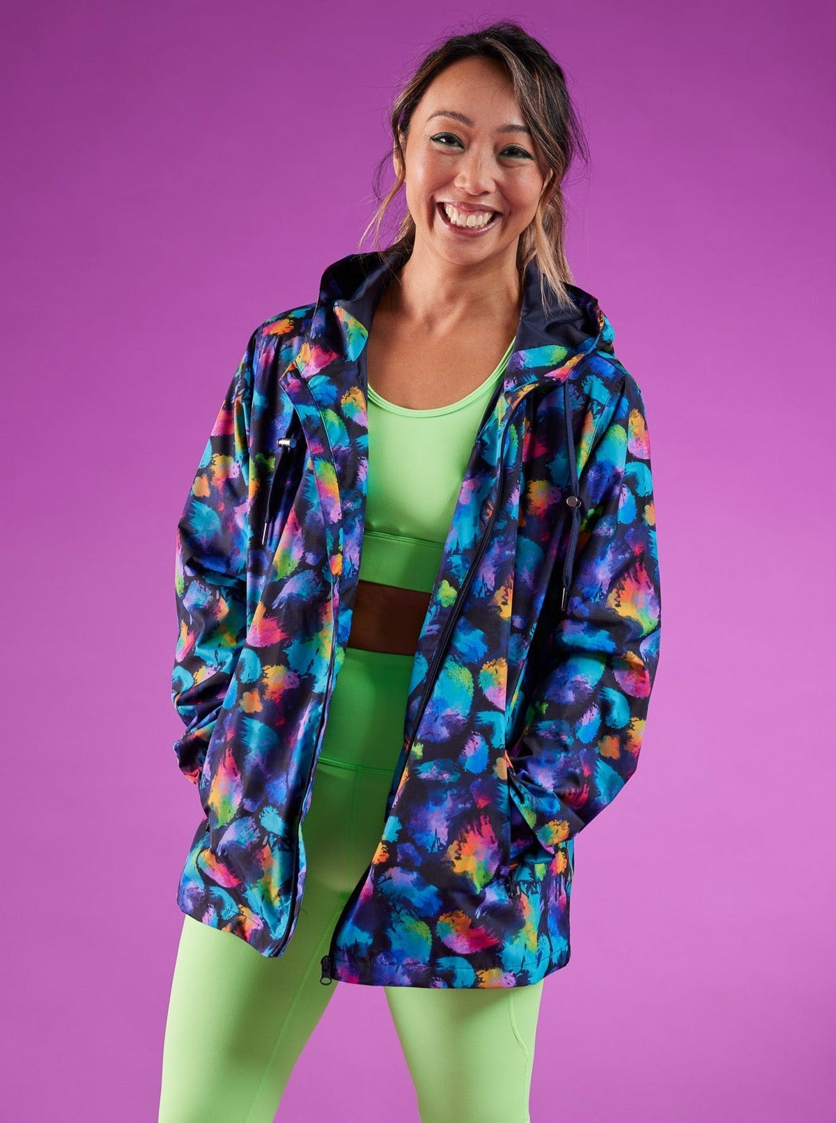 Rainbow Splatter Spray Jackets - Adults - womens rain coat waterproof