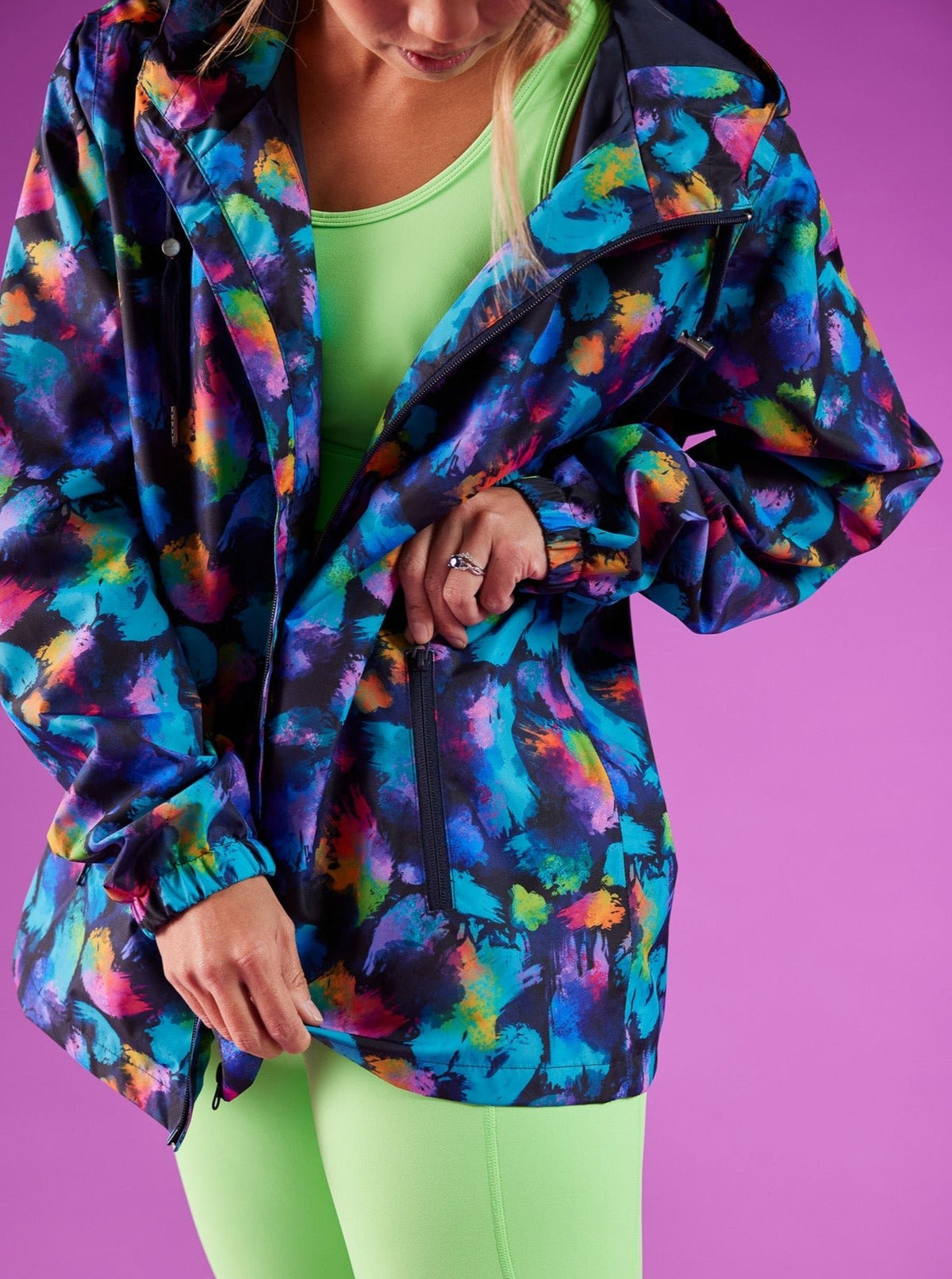 Rainbow Splatter Spray Jackets - Adults - womens waterproof jacket with pockets