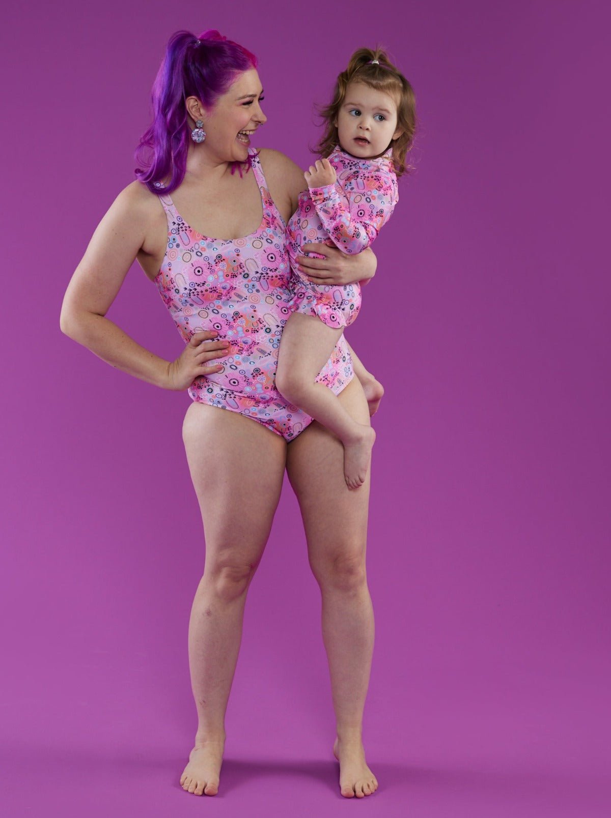 Strong Women Active Swim One-Piece - mother daughter matching family swimwear