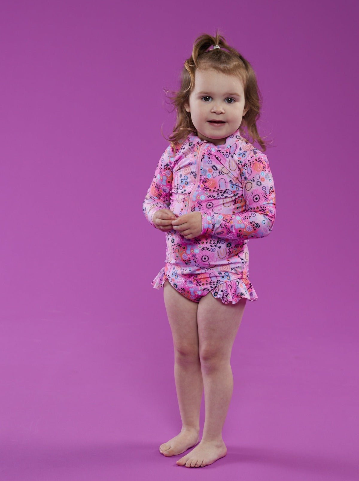 Strong Women Kids Long-Sleeved Swimsuit - pink swimsuit for girls