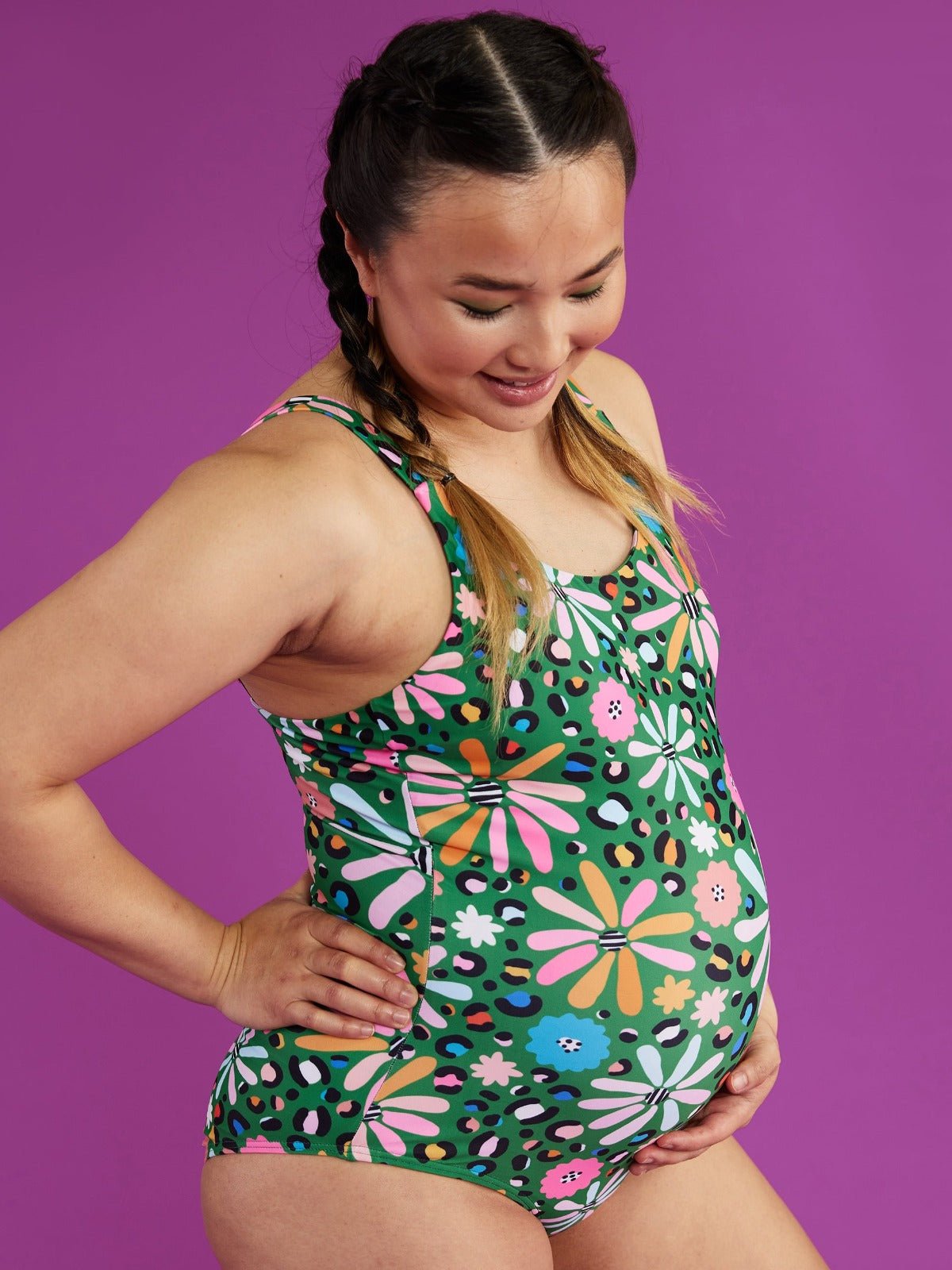 Wild Flower Active Swim One-Piece - maternity pregnancy swimsuit