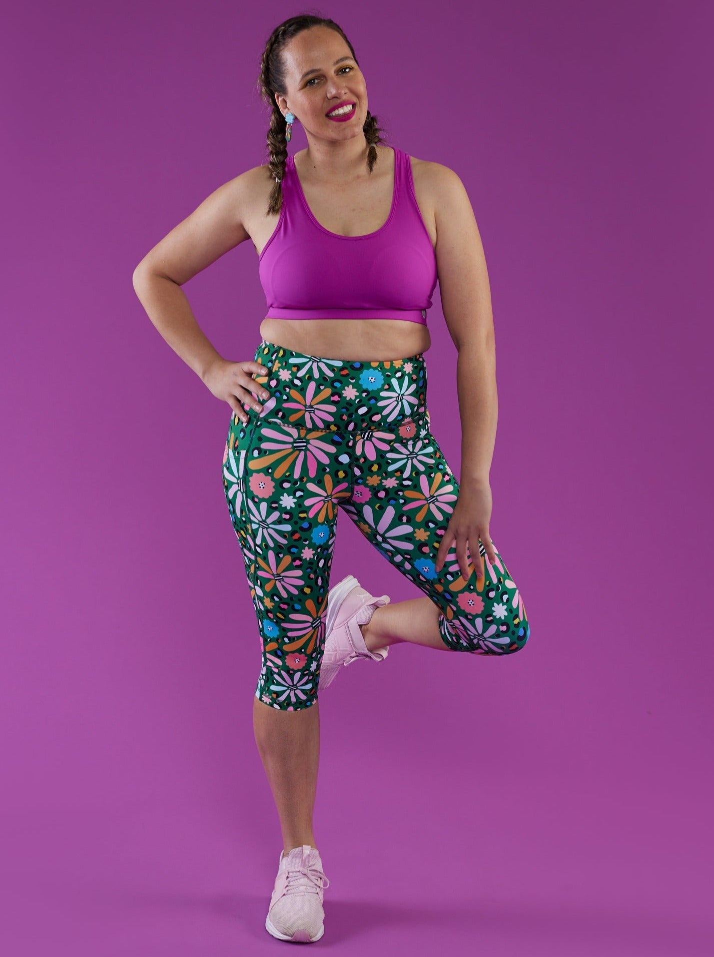 Wild Flower Everyday Cropped Legging - 3/4 length - high waisted cropped leggings with pockets