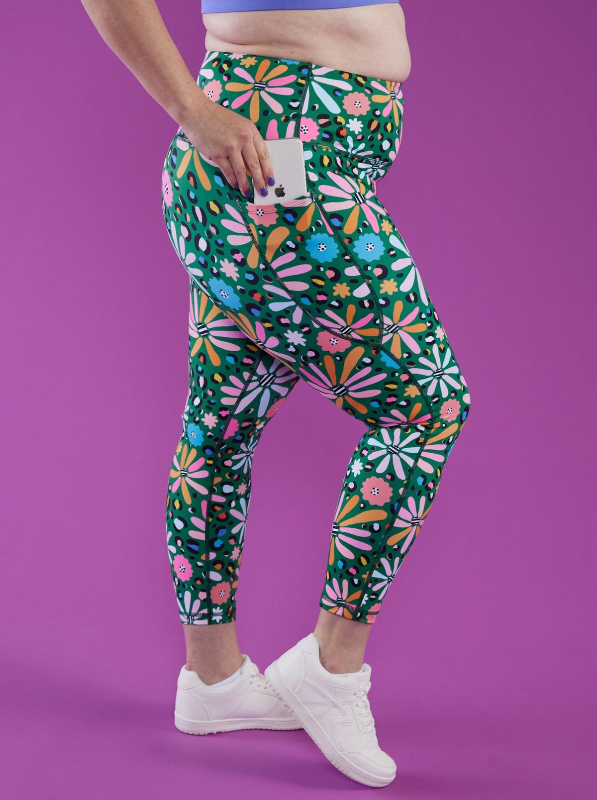Wild Flower Everyday Legging - 7/8 length - high waisted leggings with tummy control and phone pocket