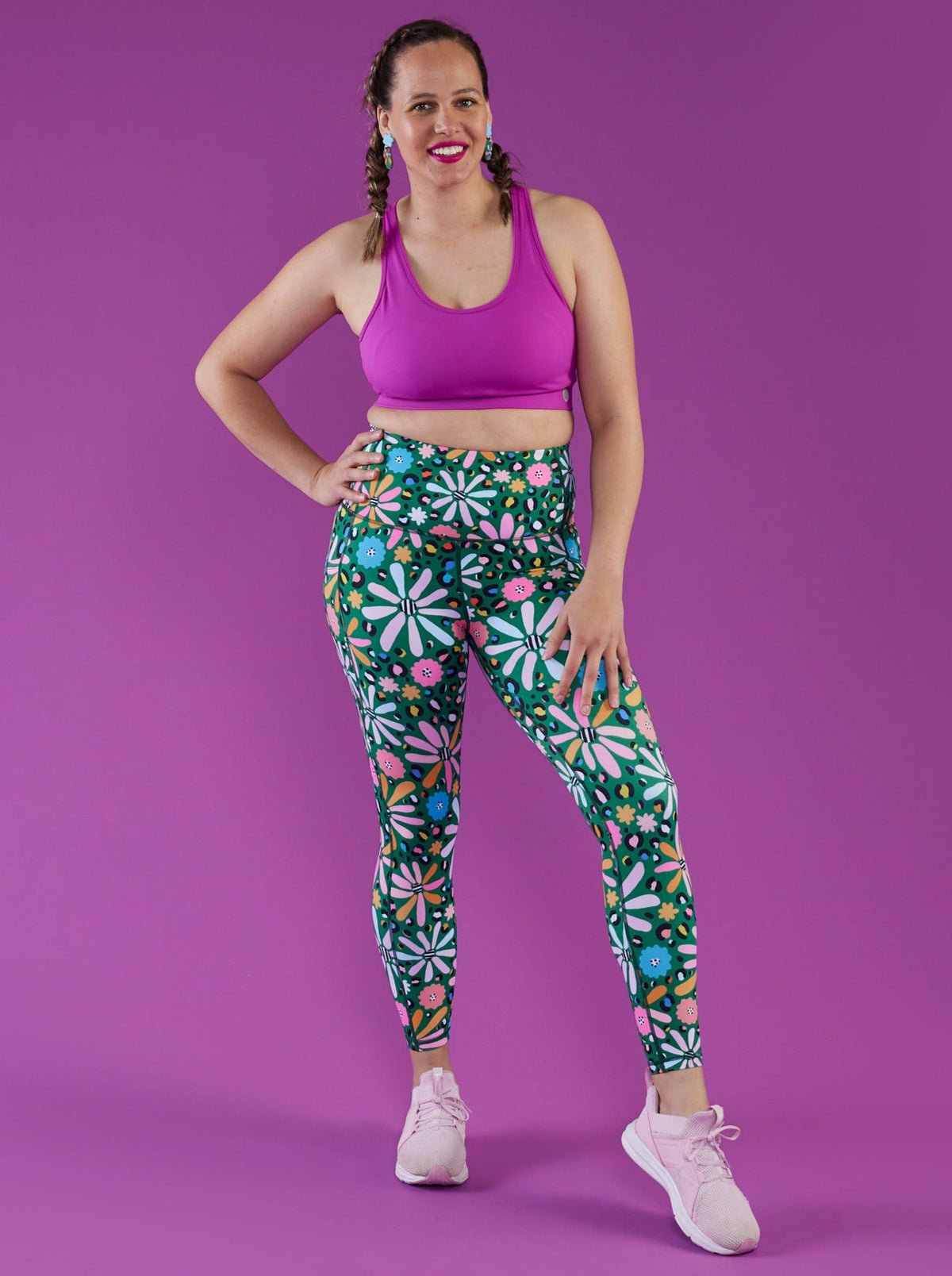 Wild Flower Everyday Legging - 7/8 length - high waisted tights with pockets tall woman